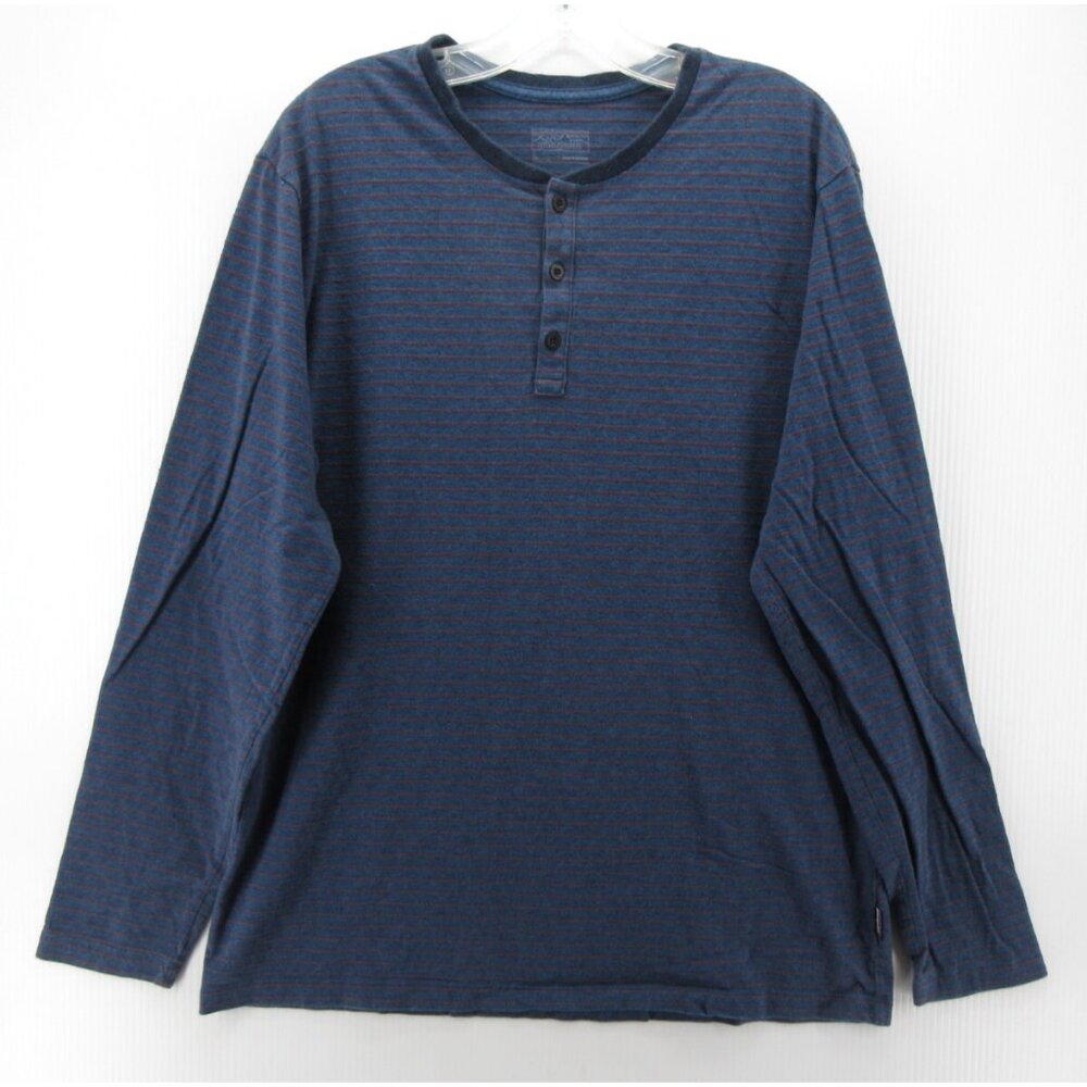 Patagonia Shirt Large Pullover Henley T Tee Striped Organic Cotton